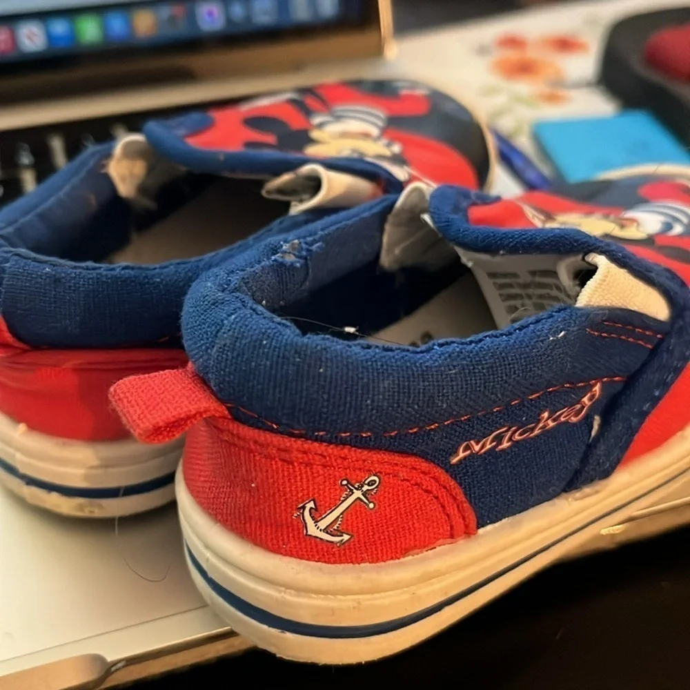 Disney Mickey Mouse Kids Slip-On Shoes - Red and Blue